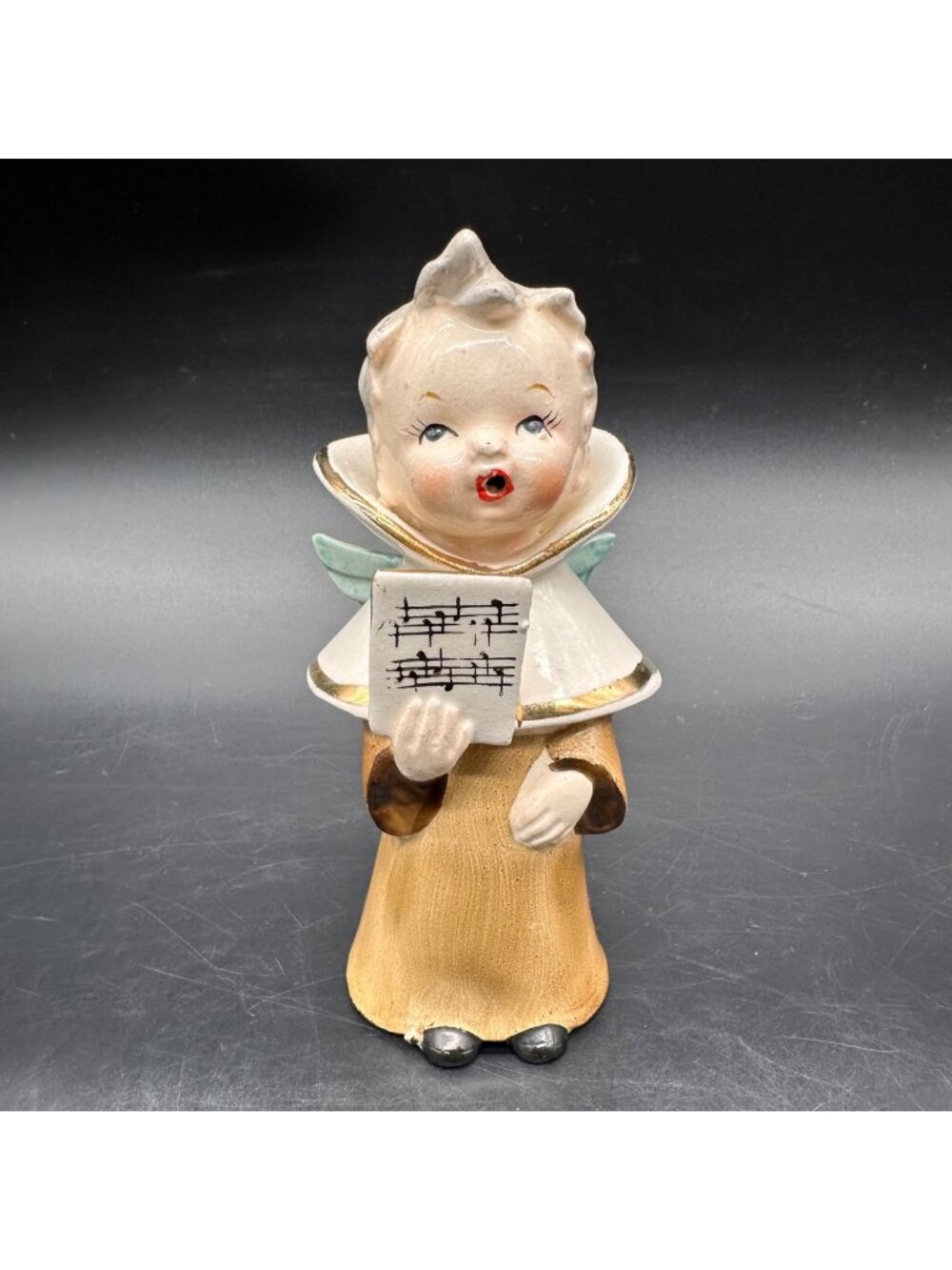 Vintage Choir Boy Angel Figurine Japan Ceramic Kitschy Mid Century Shelf Decor